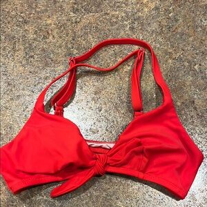 Red Bikini Top with Knot Detail